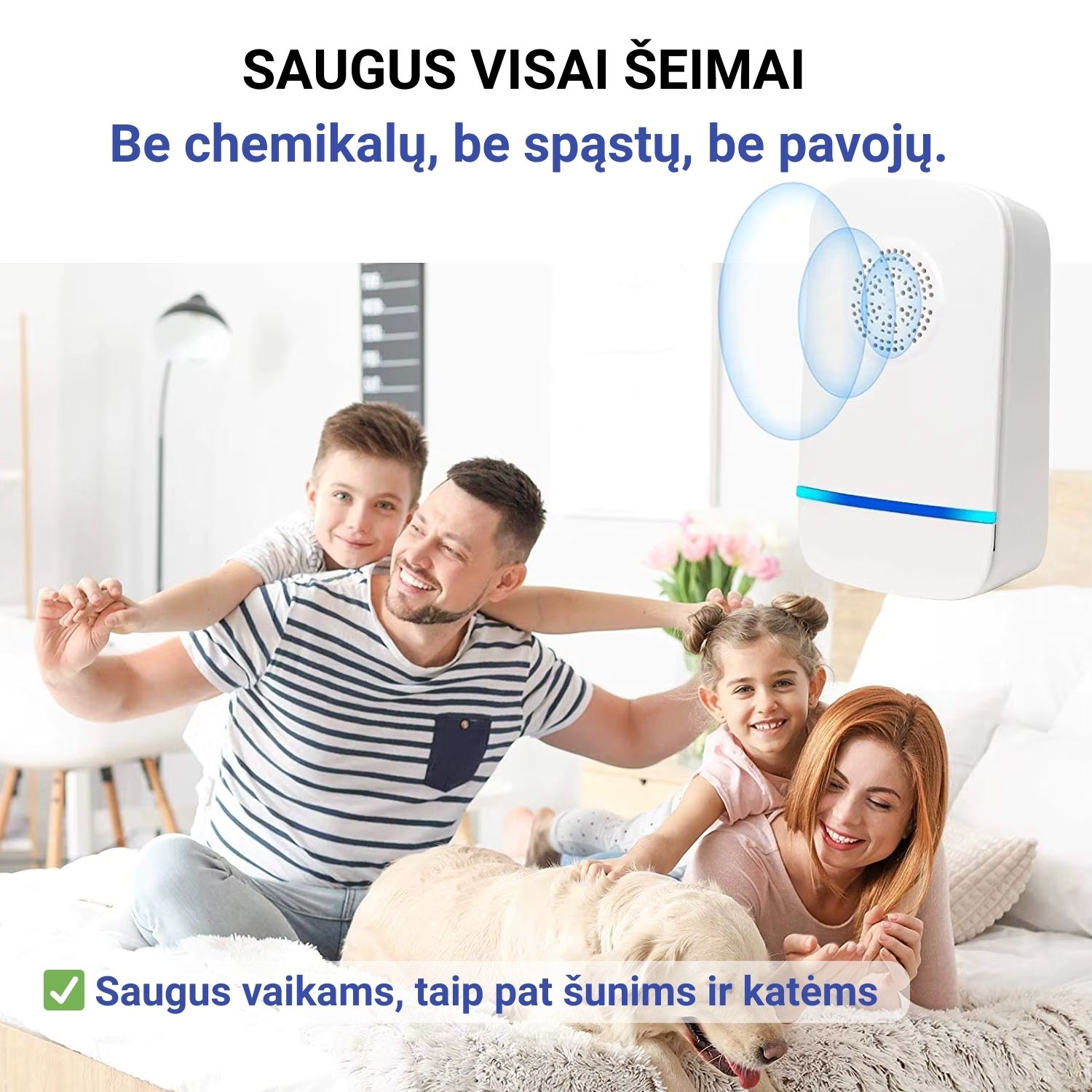 Elektroninė kenkėjų apsauga su ultragarso funkcija, montuota biure